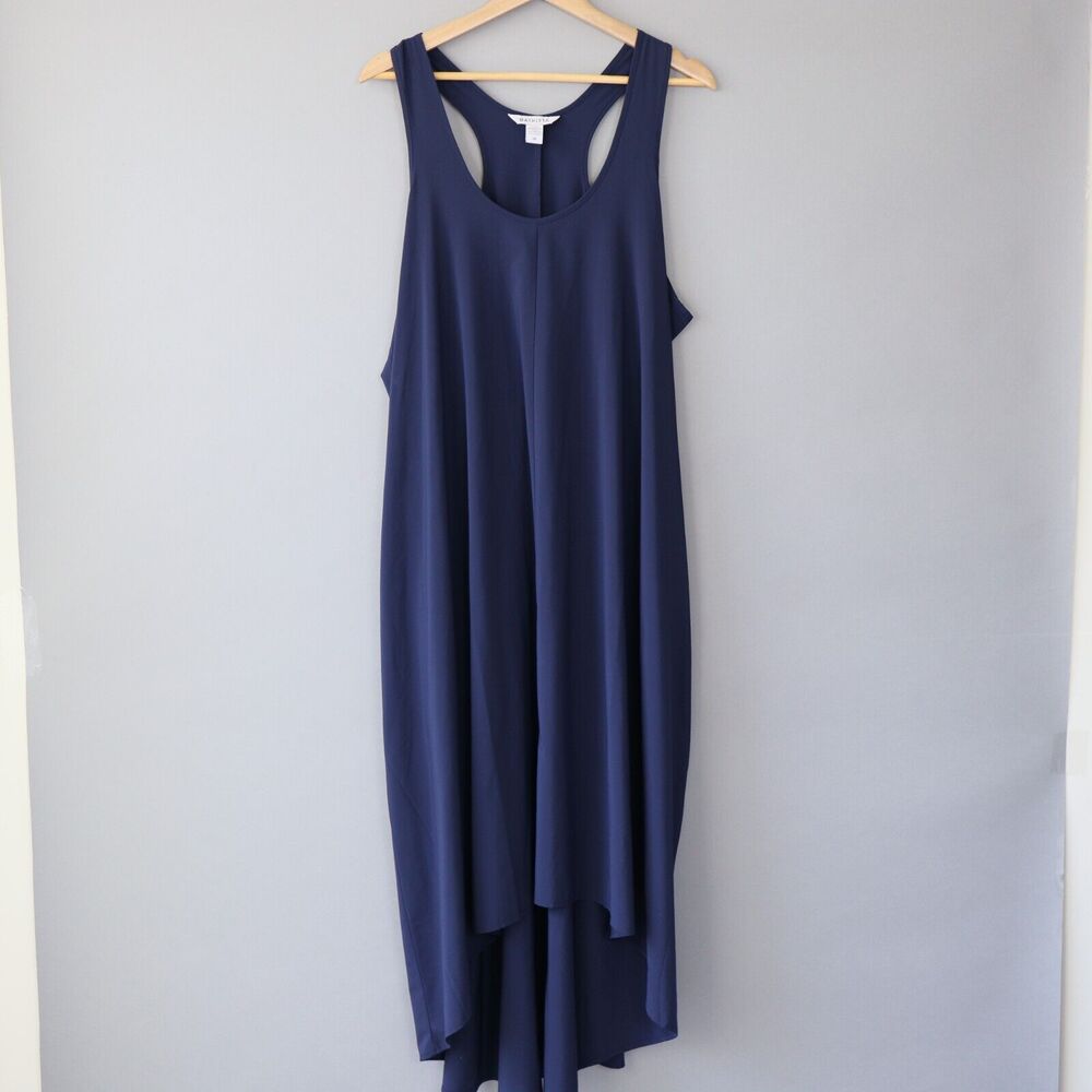 Athleta Presidio Dress Plus 2X Navy Blue Midi Tank High Low